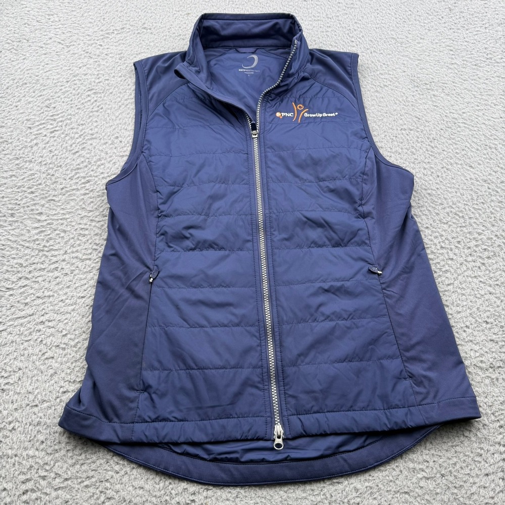 Zero Restriction Vest Mens L Blue Solid Primaloft Insulated PNC Logo